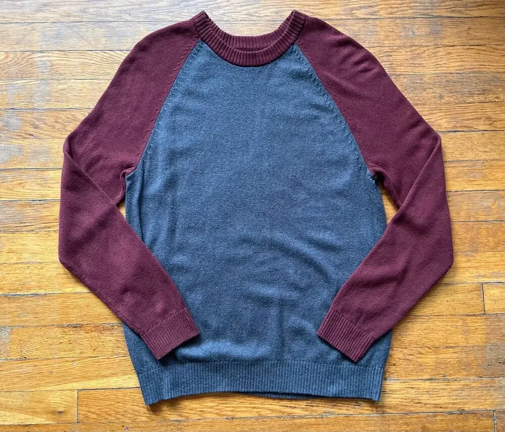 BANANA REPUBLIC Maroon/Grey Knit Pullover Sweater sz L